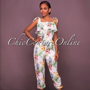 Floral printed ruffled jumpsuit